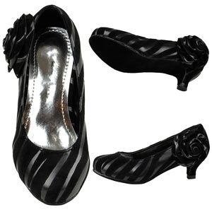 Girls Zebra Print Flower Rosette Dress Pump JOLLY6